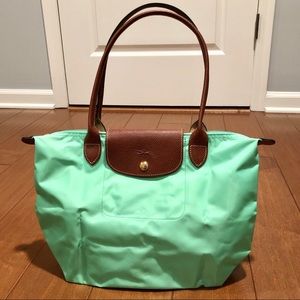 Longchamp Large Le Pliage Nylon Tote in Mint Green